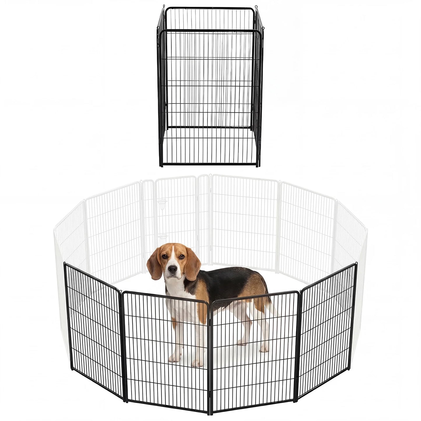 JHK Six Panels Metal Dog Playpen Fence Foldable Outdoor Pet Gate