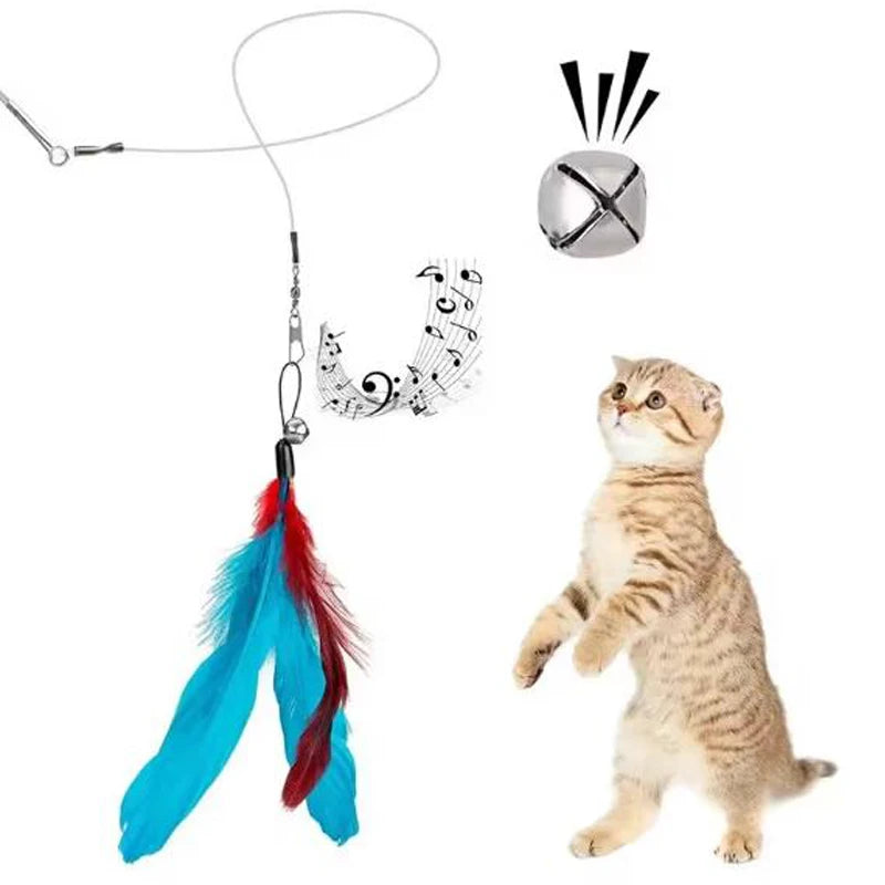 Cat Feather Toy Set 11 Pieces Replacement Heads Retractable Stick