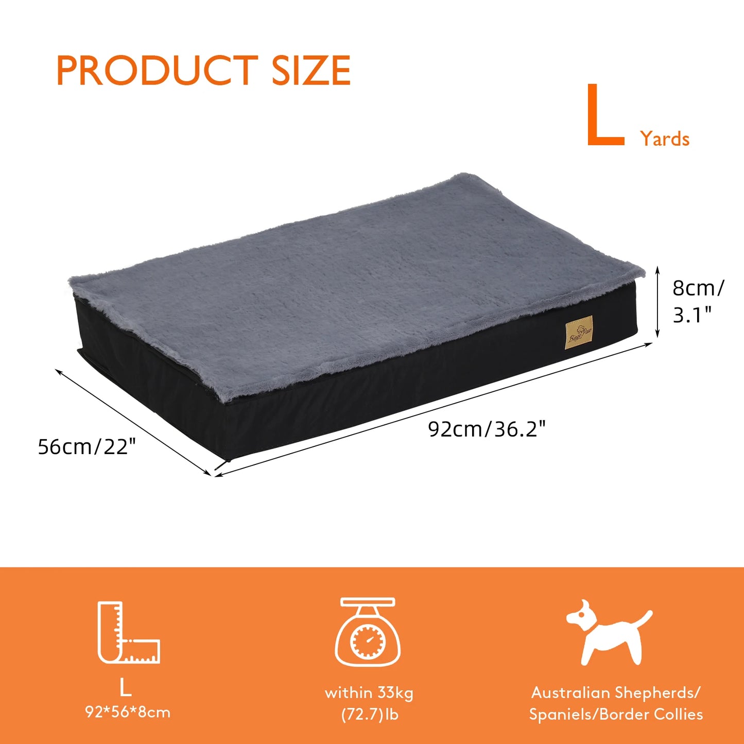 BINGOPAW Orthopedic Washable Dog Bed With Removable Cover