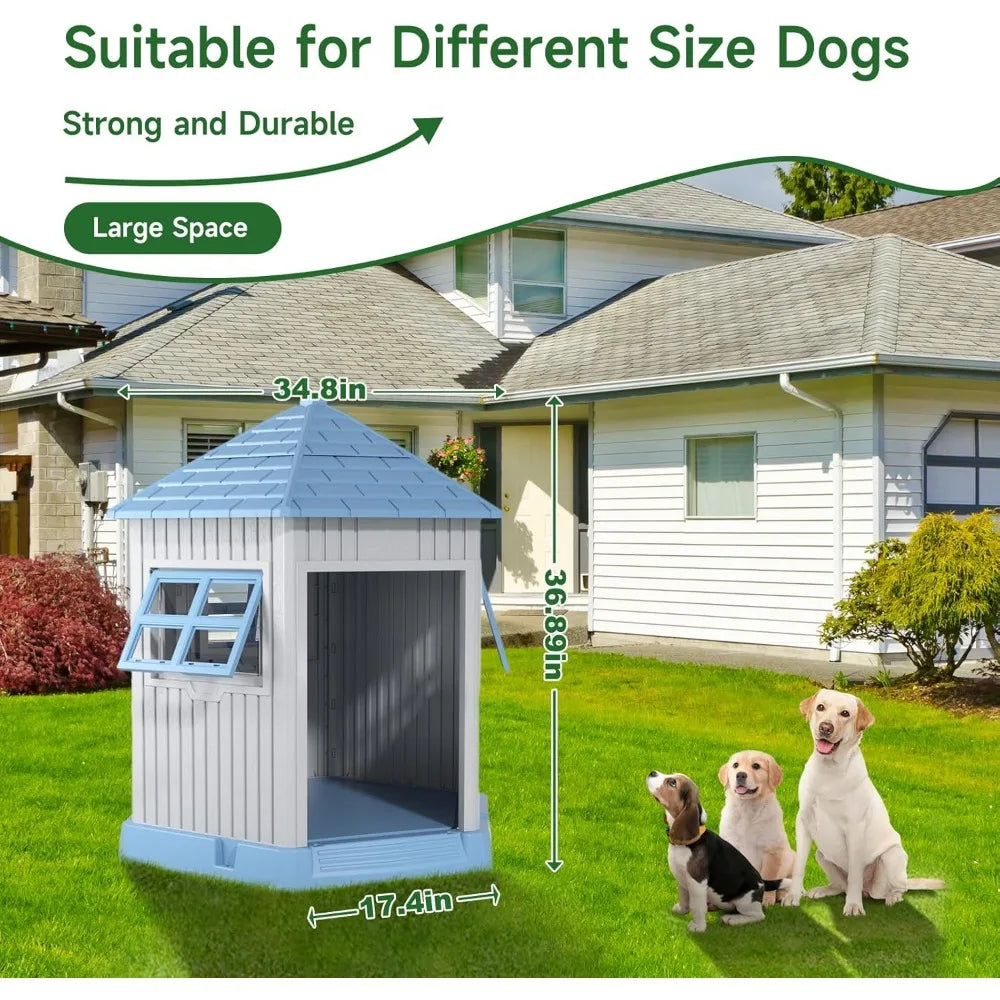 Durable Indoor Outdoor Dog Shelter With Window And Elevated Floor
