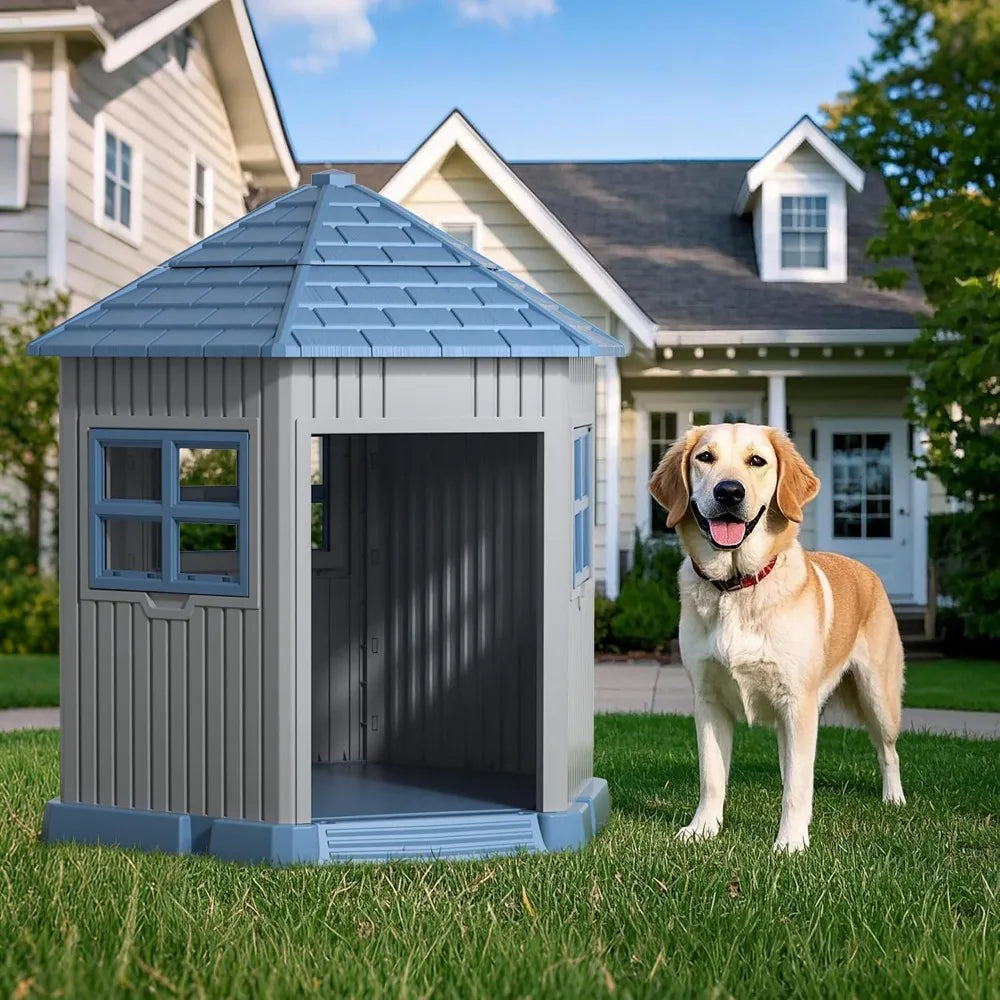 Durable Indoor Outdoor Dog Shelter With Window And Elevated Floor