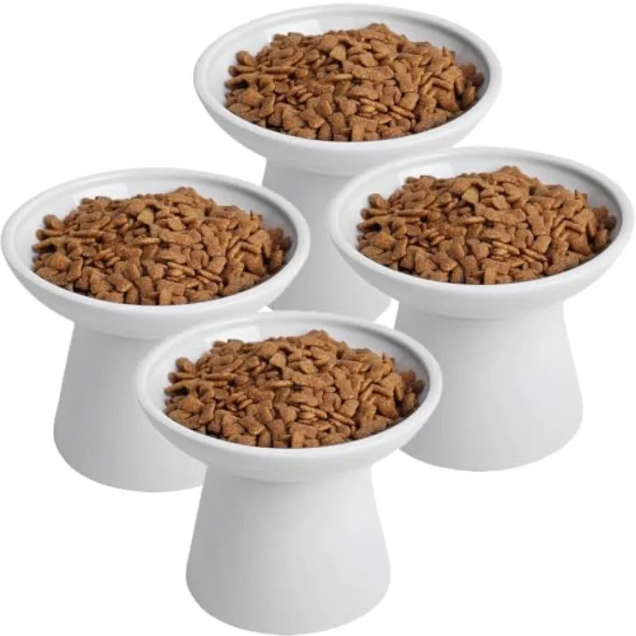 Elevated Ceramic Cat Bowls Set for Cats and Small Dogs