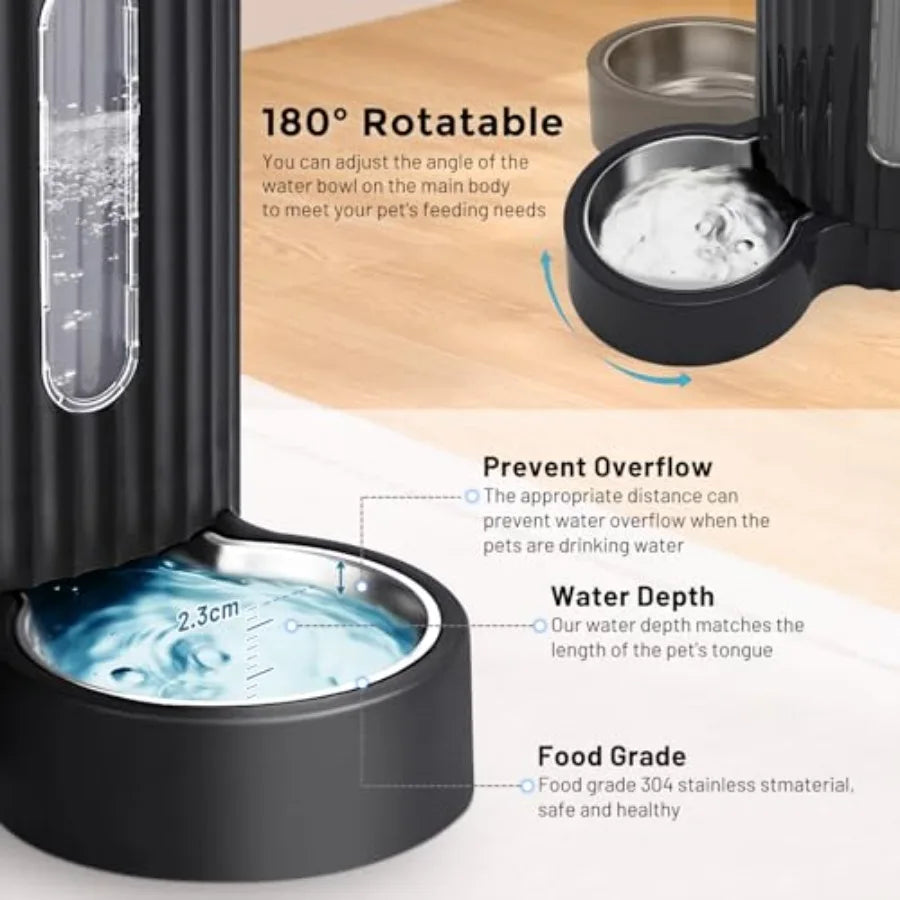 Gravity Cat Feeder And Water Dispenser With Stainless Steel Bowls