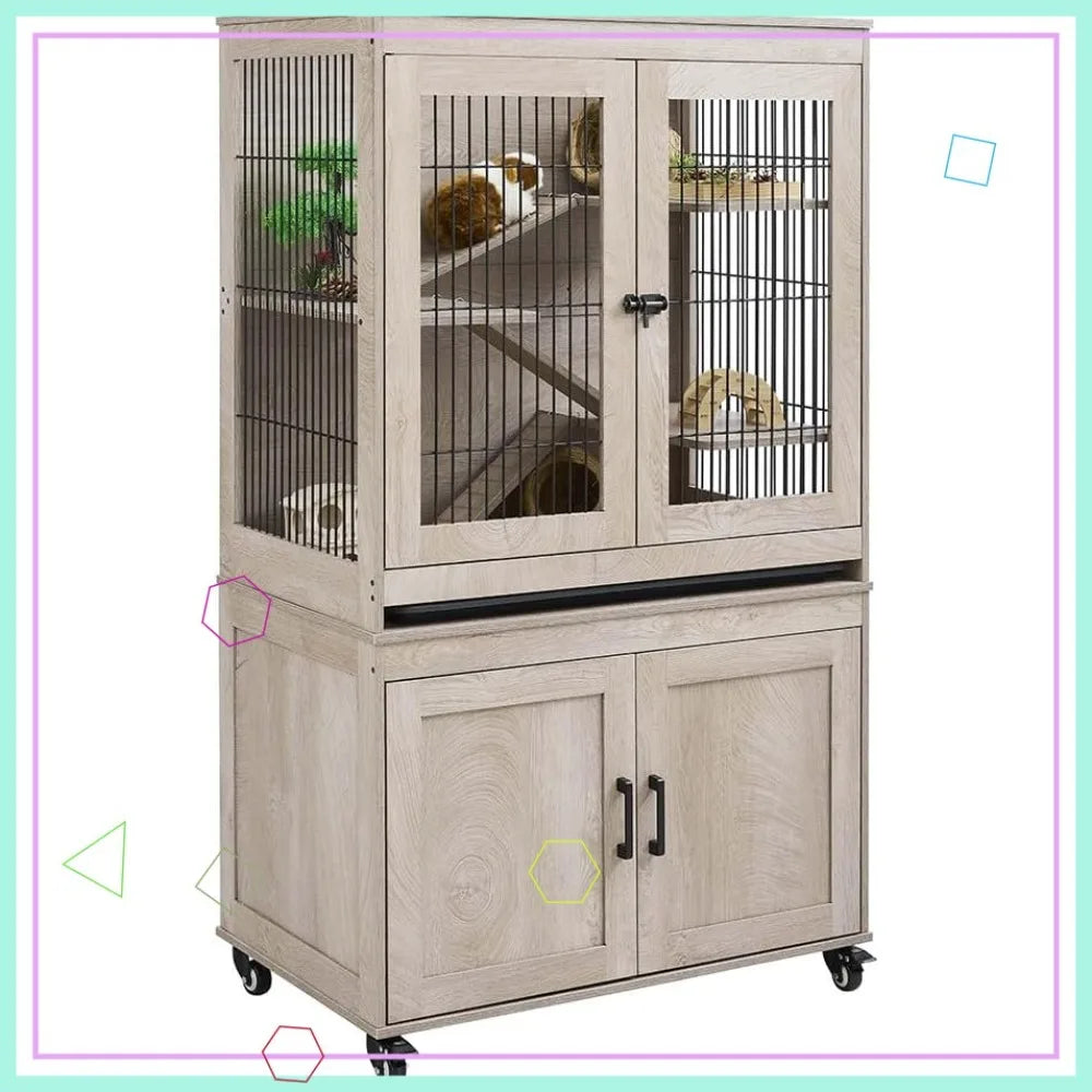 Multi Level Small Animal Cage With Ramps Platforms Wheels