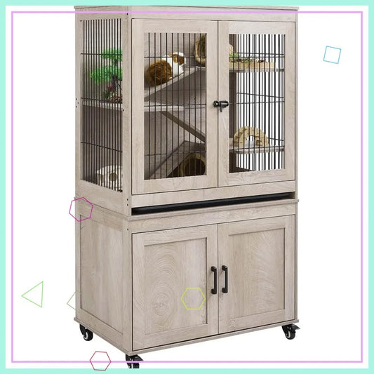 Multi Level Small Animal Cage With Ramps Platforms Wheels