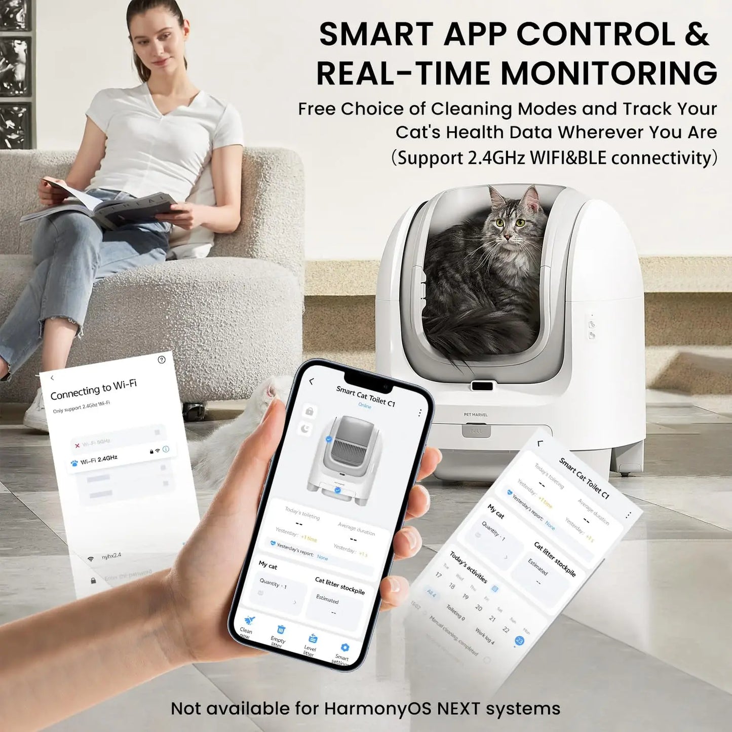 Smart Self Cleaning Cat Litter Box Automatic Open Top