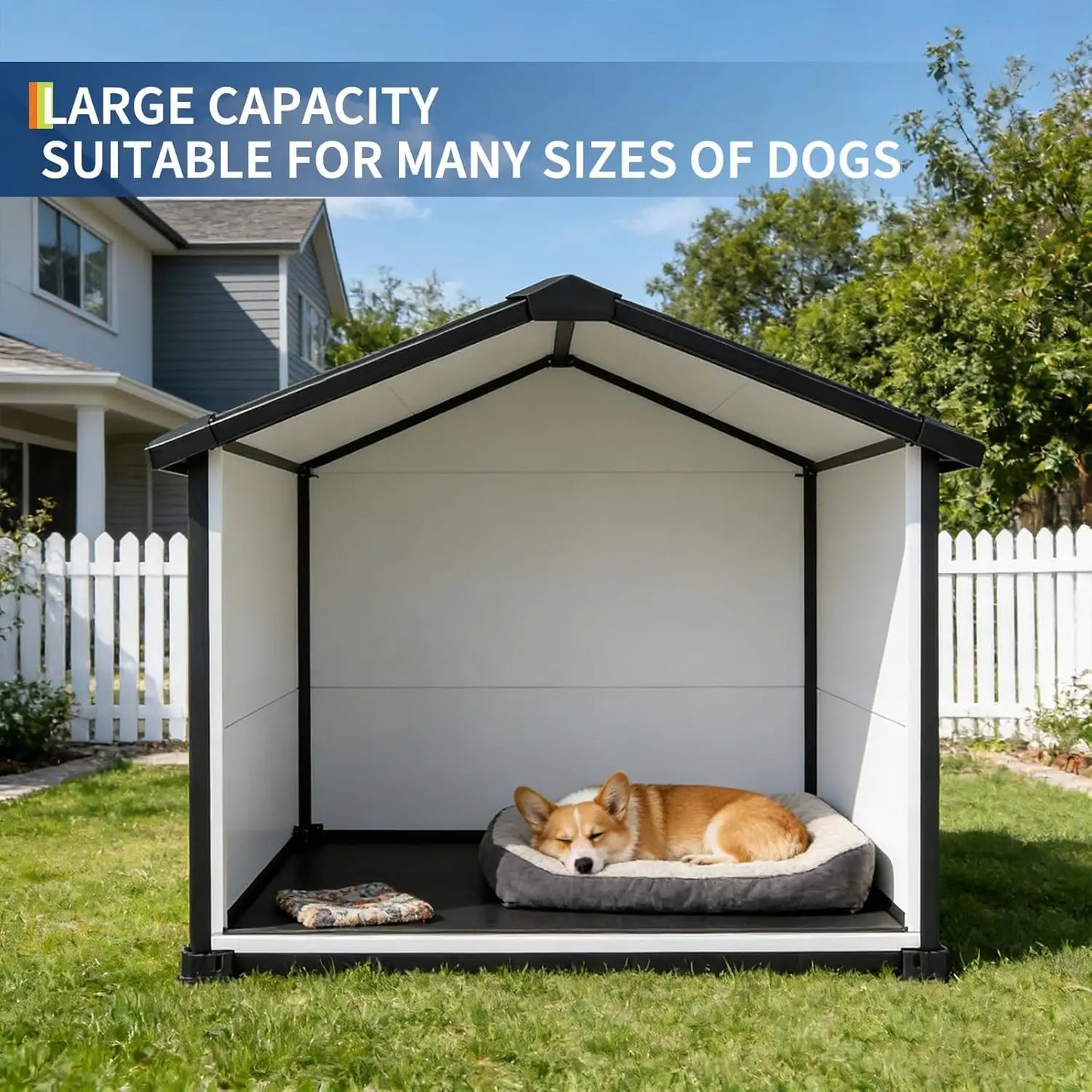 HiMISS Waterproof Indoor Outdoor Dog House UV Resistant Removable Roof