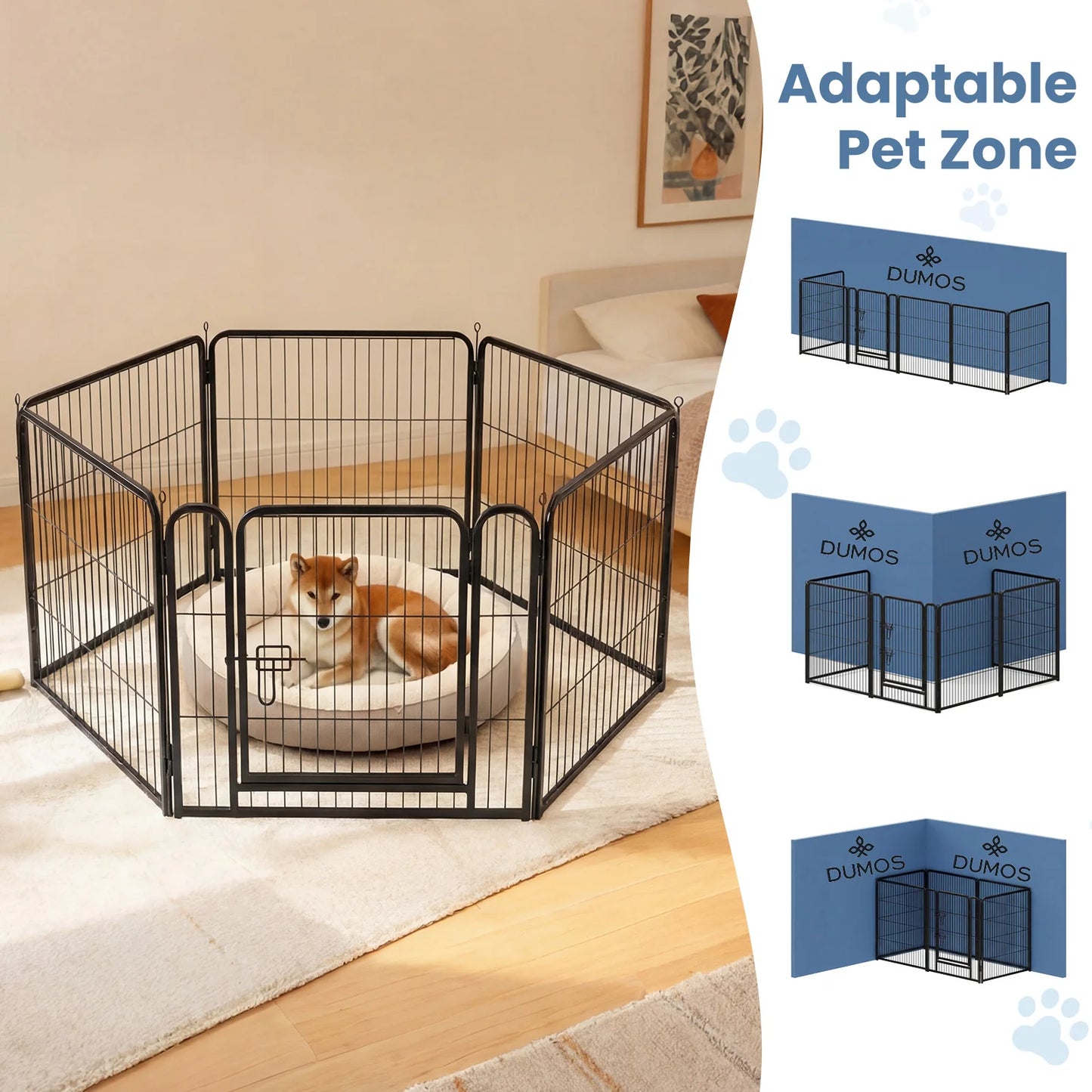 JHK 6 Panels Metal Dog Playpen Fence For Outdoor Use