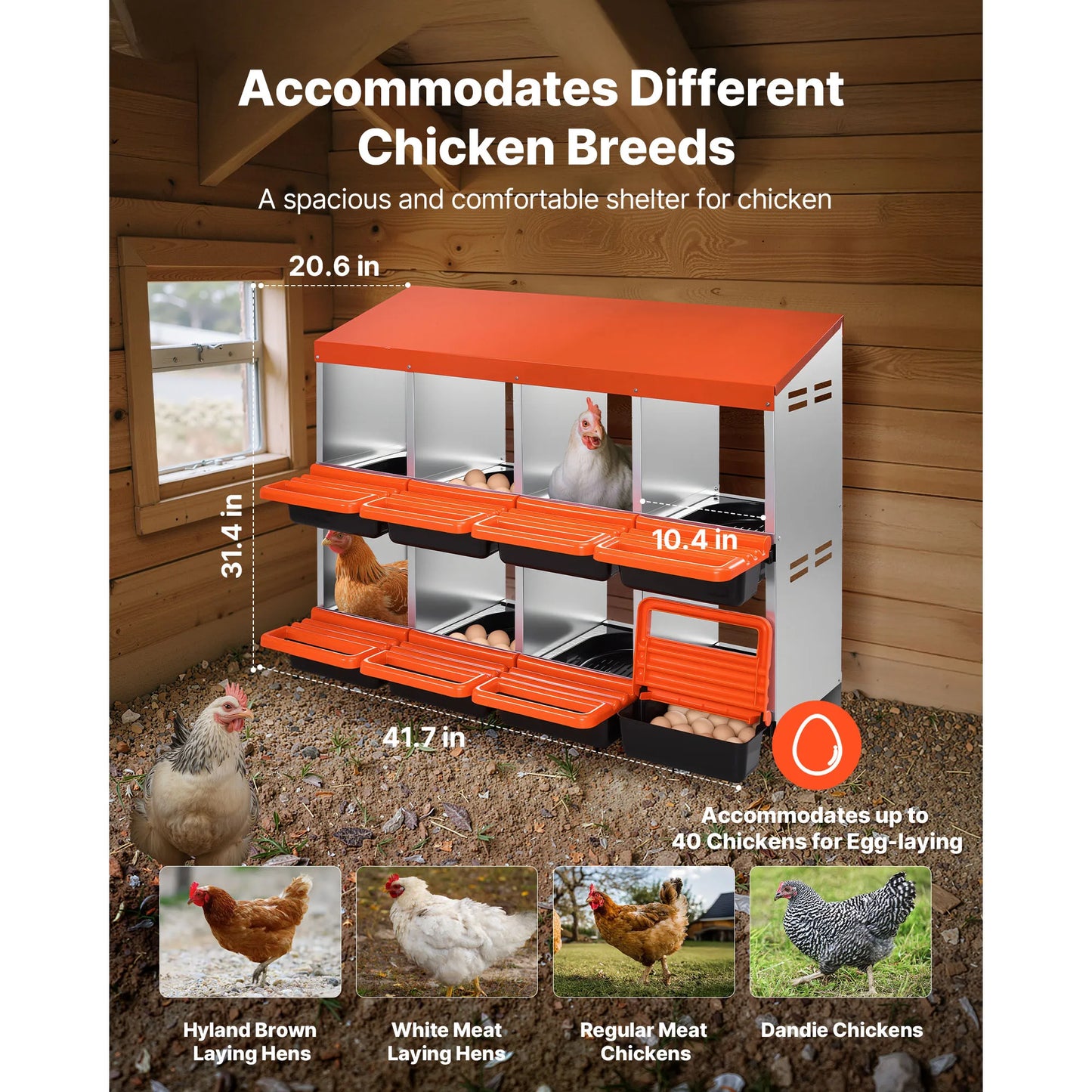 SucceBuy Metal Nesting Boxes For Chicken Laying With Protective Lids