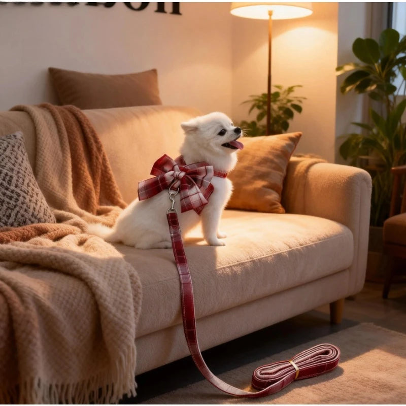 Cute No Pull Dog Harness Set With Leash And Bowtie