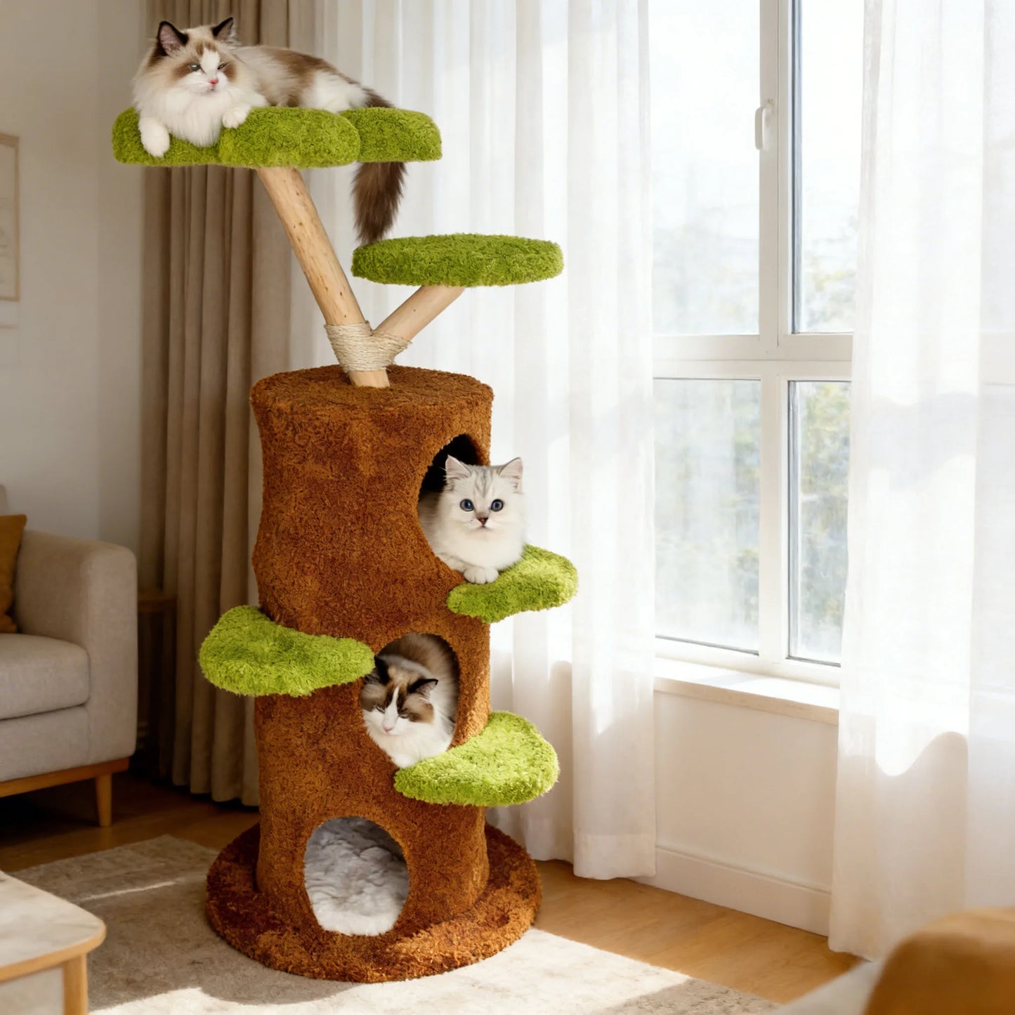 BINGOPAW Five Level Cat Tree With Plush Cave Scratching Post