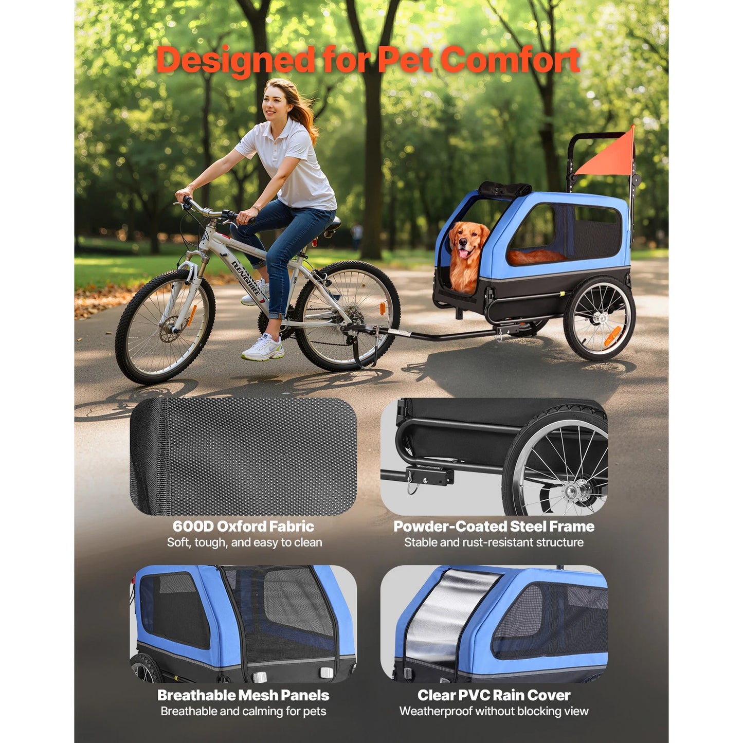 SucceBuy 2In1 Dog Bike Trailer Stroller Carrier For All Breeds