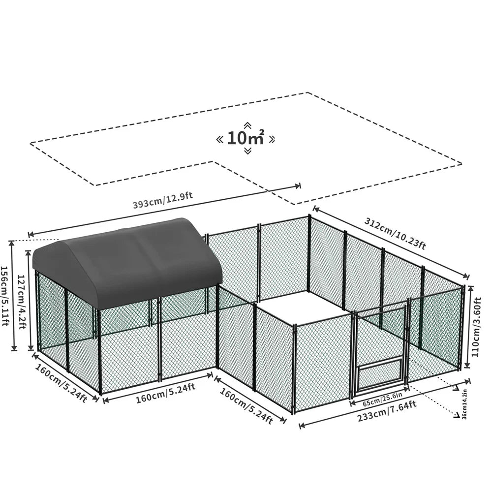Borwart Heavy Duty Large Chicken Run Coop With Outdoor Cover And Walk In Entrance