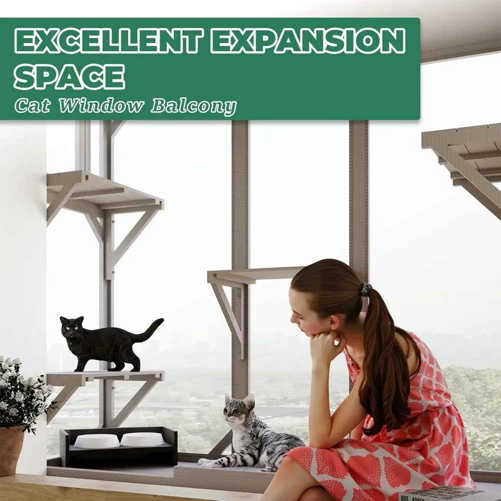Expandable Window Catio Enclosure Indoor Cats With 4 Platforms