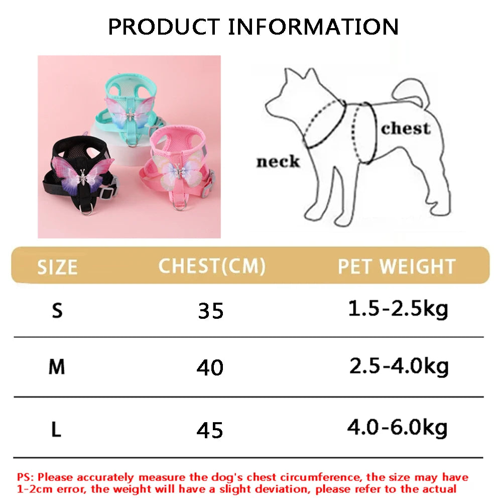 Breathable Cat Harness Set Butterfly Design With Leash Accessories