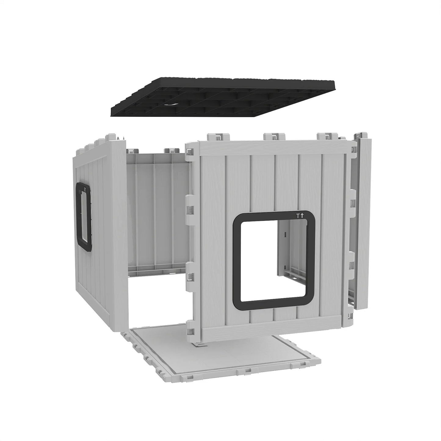 Plastic Waterproof Sloped Roof Cat Cabin For Indoor Outdoor Use