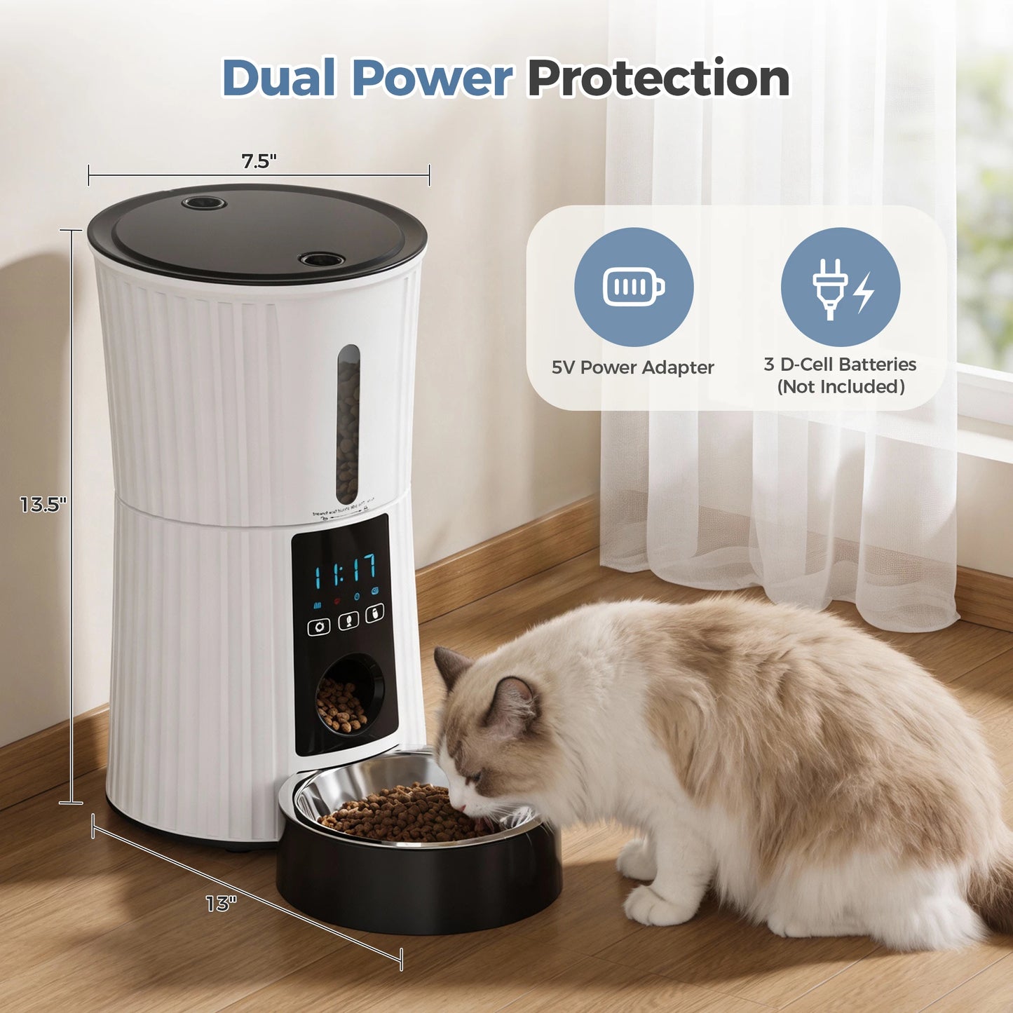 4L Automatic Cat Feeder With WiFi Timed Dispenser APP Control