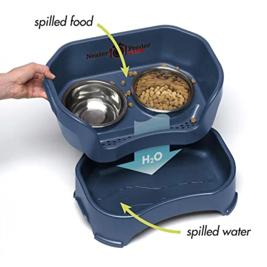 Deluxe No Spill Mess Proof Raised Dog Bowls Stand USA