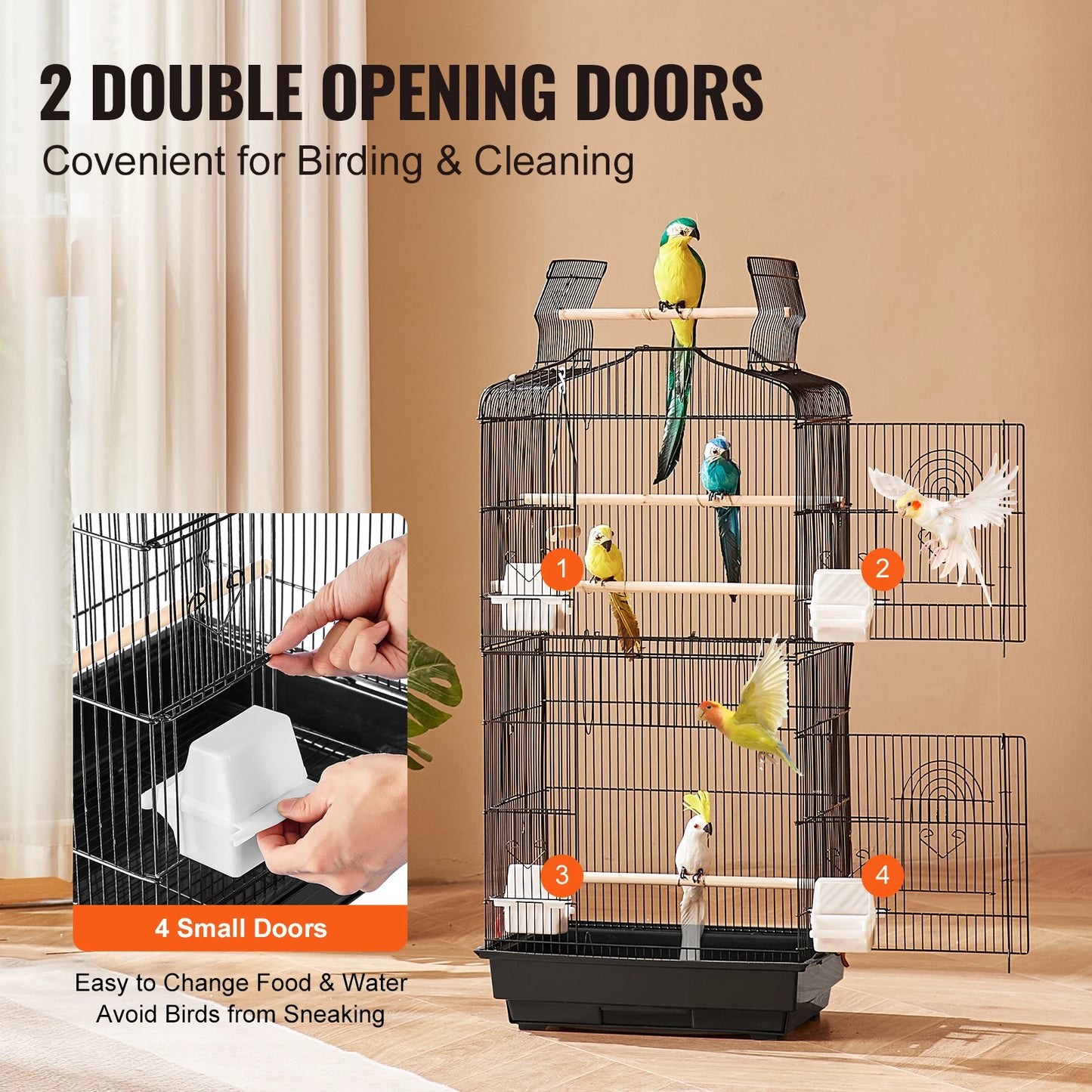 Open Top Parrot Cage For Travel Hanging Swing Perch