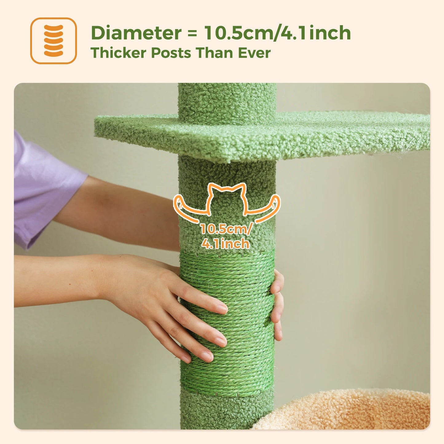 PEQULTI Adjustable Height Cat Tree Floor To Ceiling With Hammock