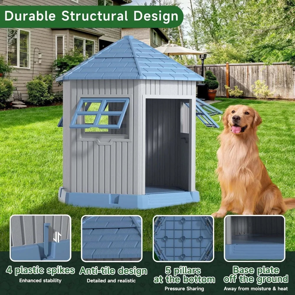 Durable Indoor Outdoor Dog Shelter With Window And Elevated Floor
