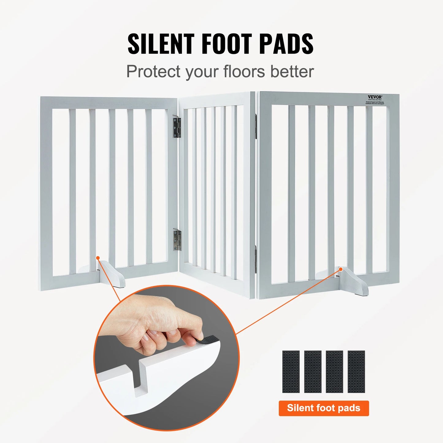 Freestanding Foldable Dog Gate 3 Panels Narrow Passageways Expandable Barrier