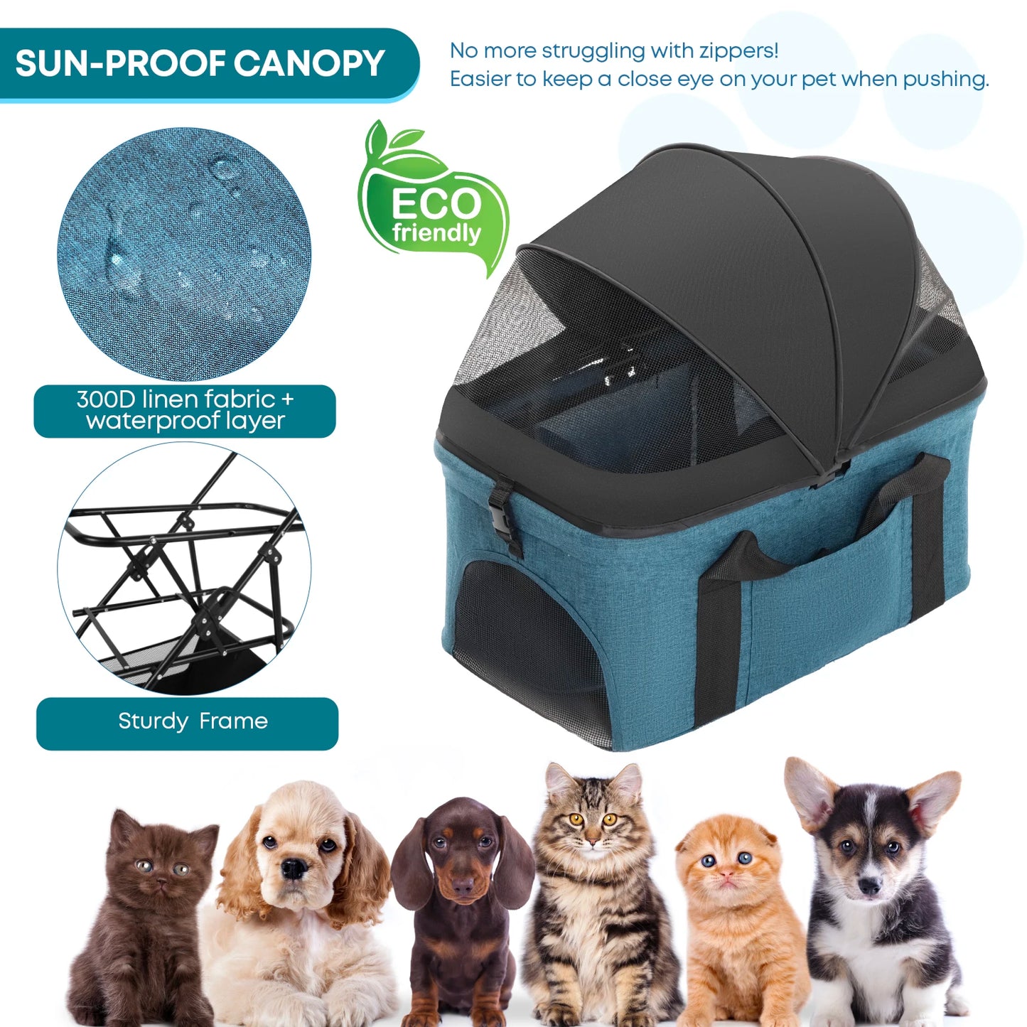 CHIHUAHUA Pet Stroller 3 In 1 For Dogs Cats Lightweight
