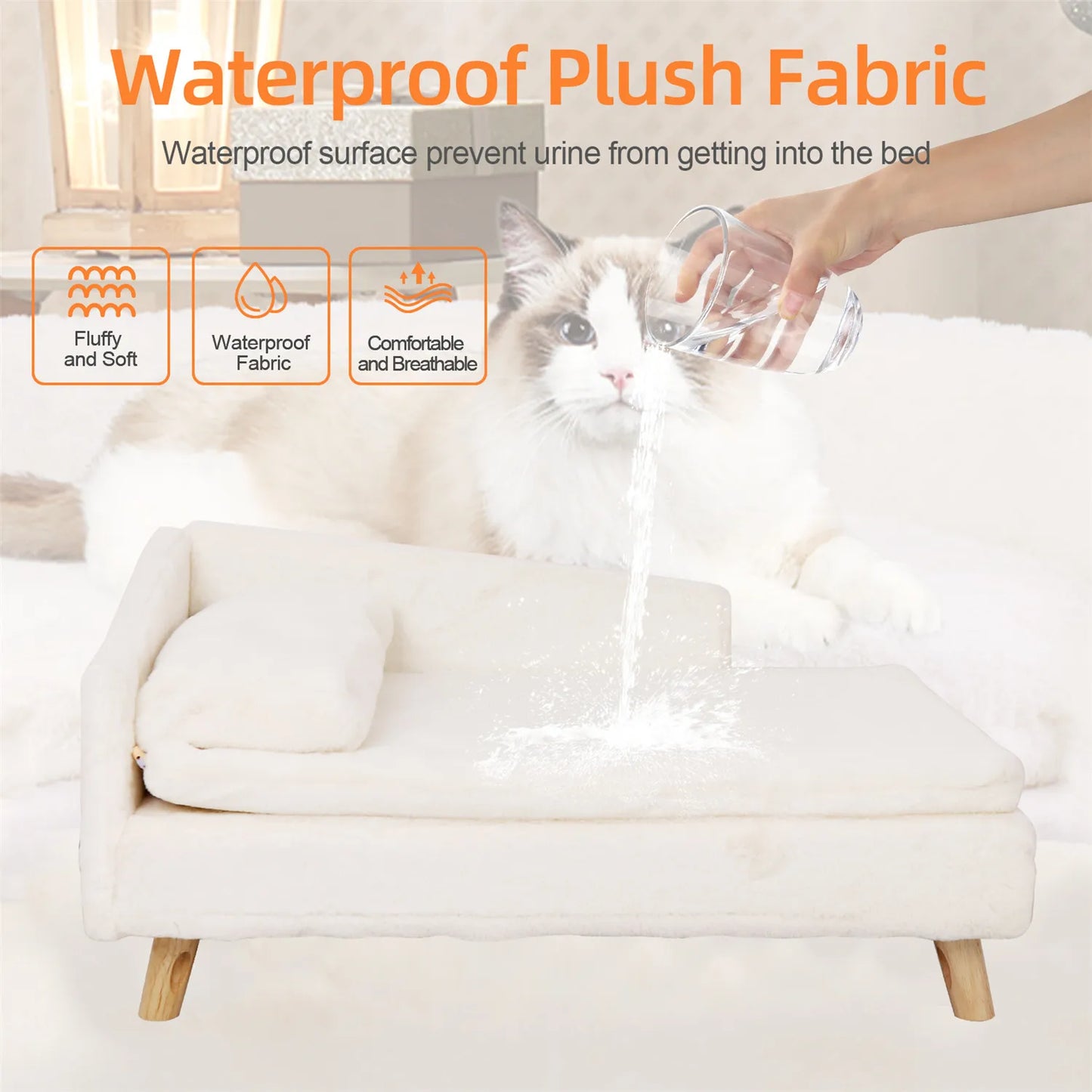 BINGOPAW Waterproof Pet Sofa Bed Raised Lounger For Dogs Cats