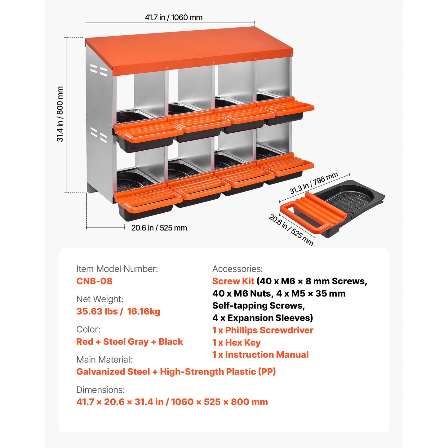 SucceBuy Metal Nesting Boxes For Chicken Laying With Protective Lids