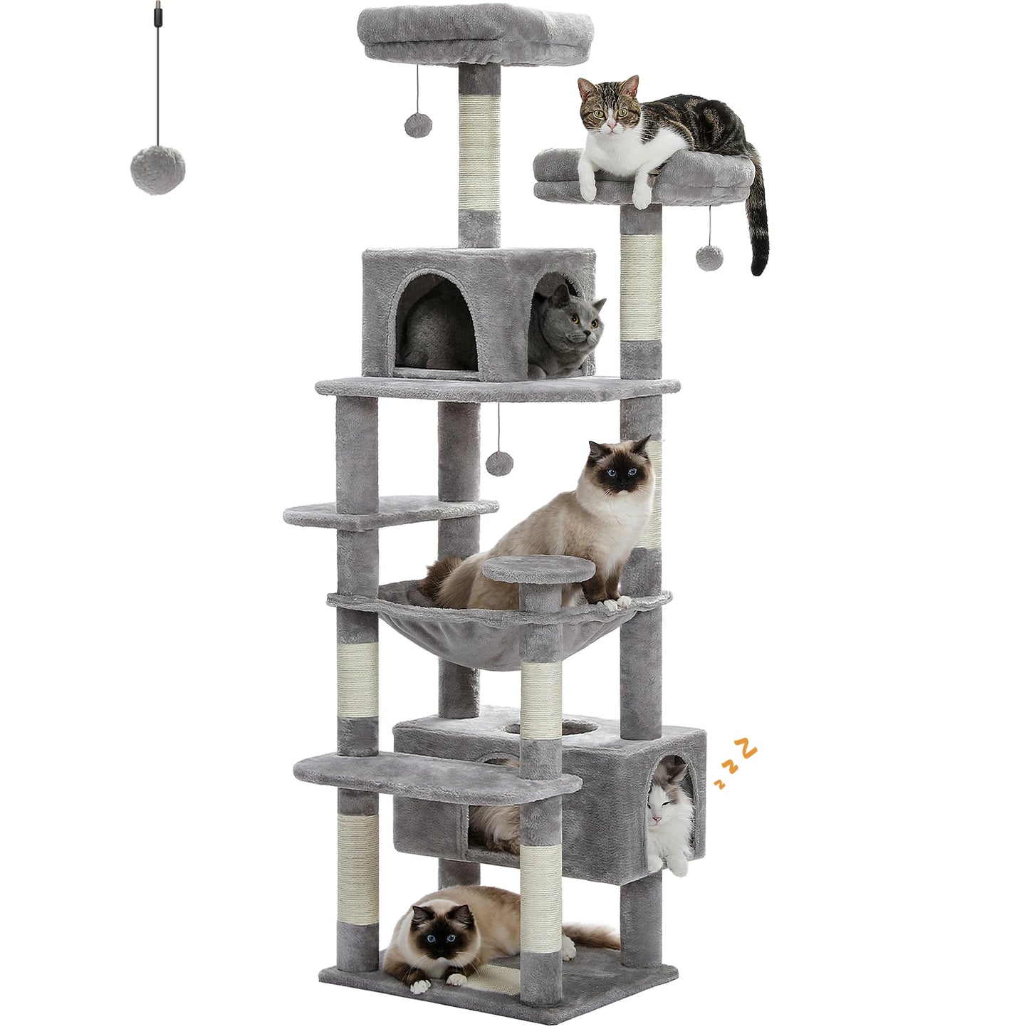 PEQULTI Multi Level Cat Tree Tower With Scratching Posts Hammock