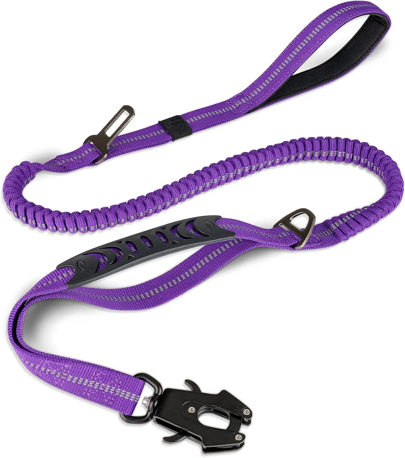 Reflective Shock Absorbing Dog Leash No Pull Car Seatbelt Bungee