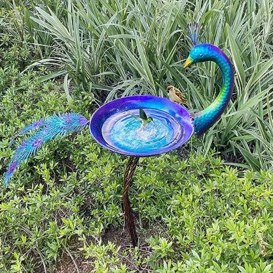 Peacock Bird Bath for Outdoor Garden and Lawn Decor