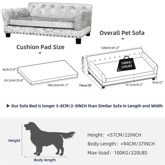 Borwart Heavy Duty Pet Sofa Raised Bed Cushioned Dog Cat Lounge