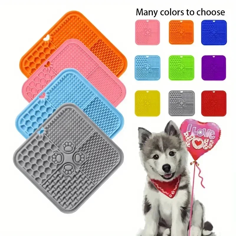 Dog Cat Slow Feeder Mat With Spatula Silicone Suction Cup