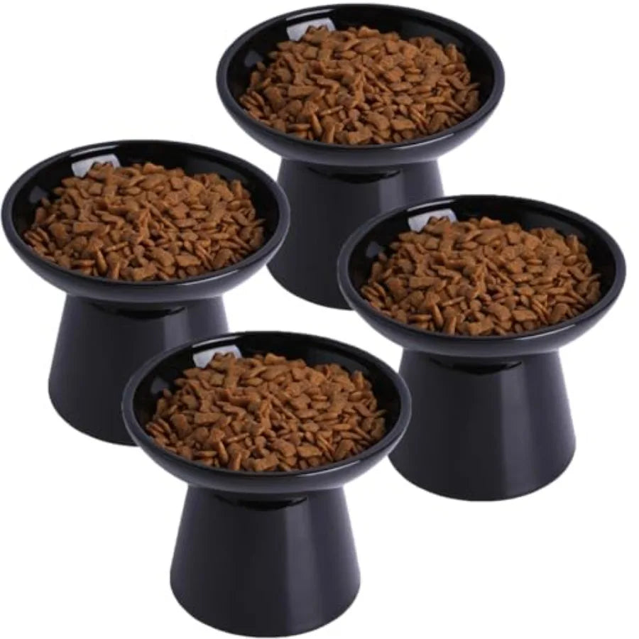 Elevated Ceramic Cat Bowls Set for Cats and Small Dogs
