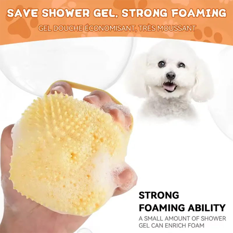 Pet Bath Massage Brush Silicone Safe Grooming Tool For Dogs And Cats