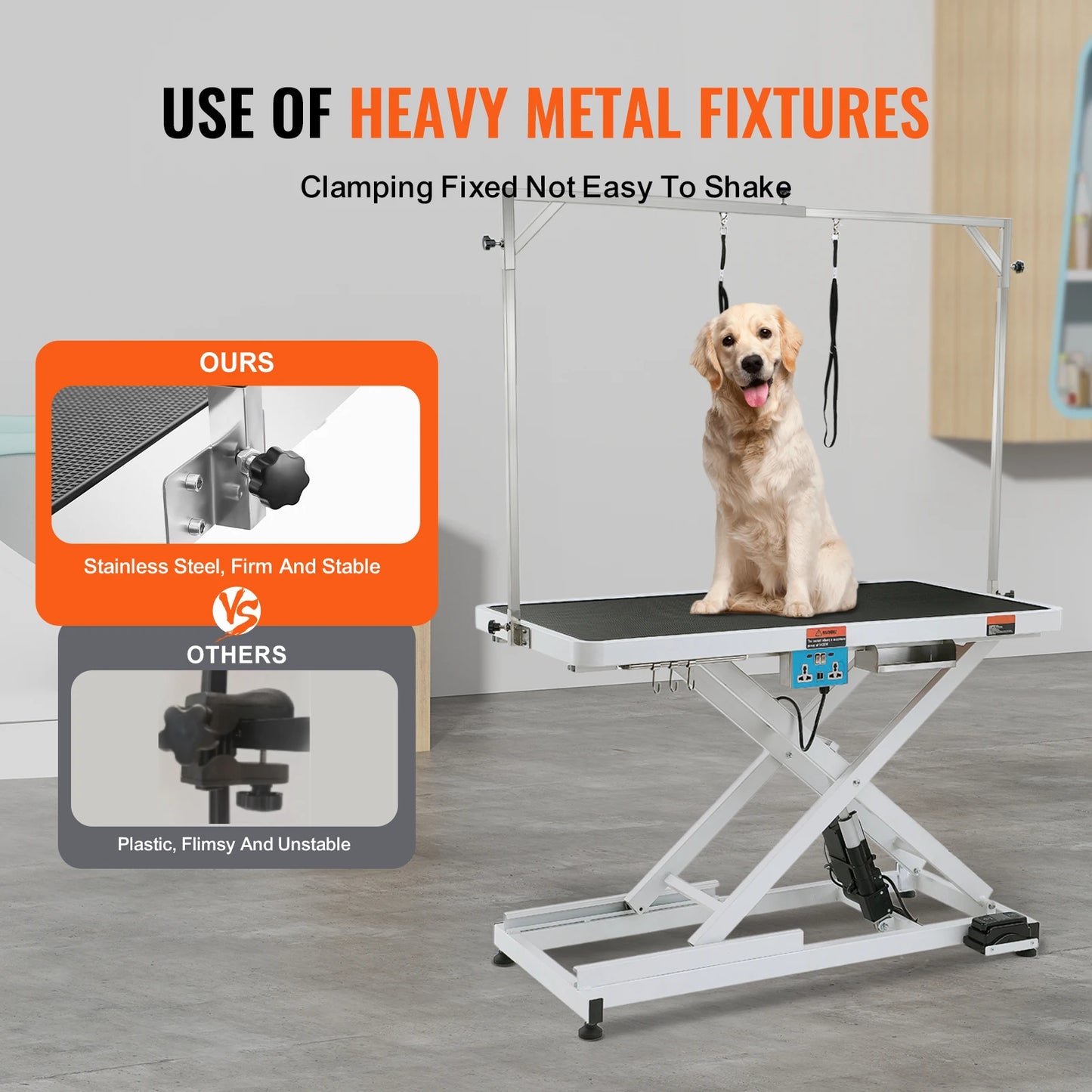 SucceBuy Electric Pet Grooming Table With Adjustable Height Tabletop