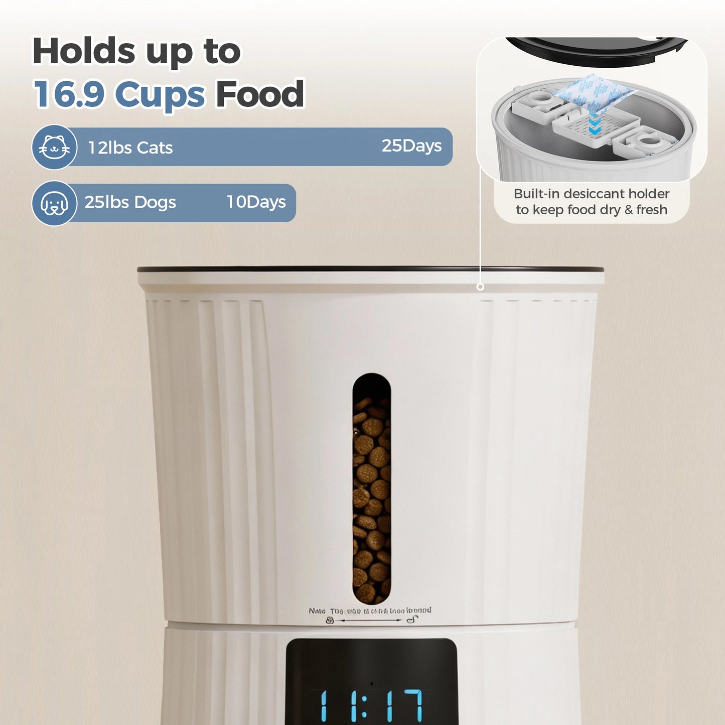 4L Automatic Cat Feeder With WiFi Timed Dispenser APP Control