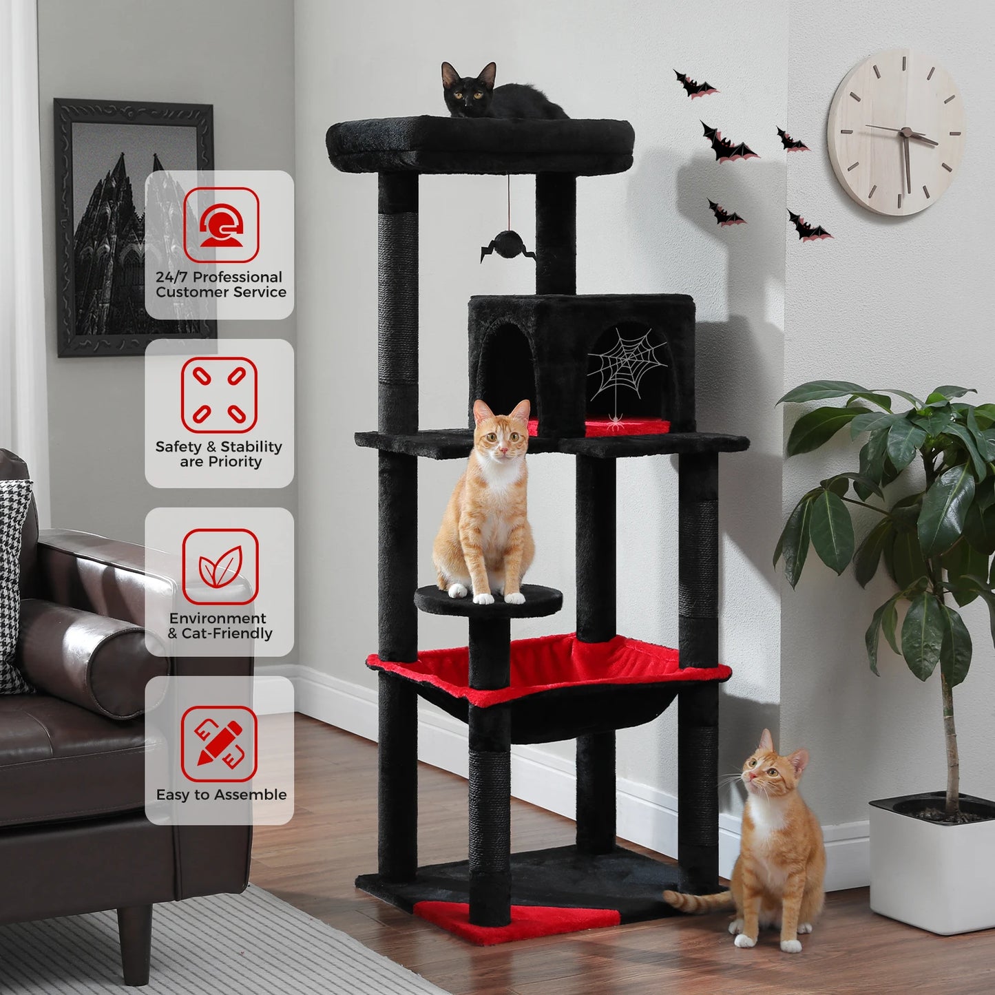 PAWZ Road Gothic Cat Tree Indoor Tower With Hammock And Scratching Post