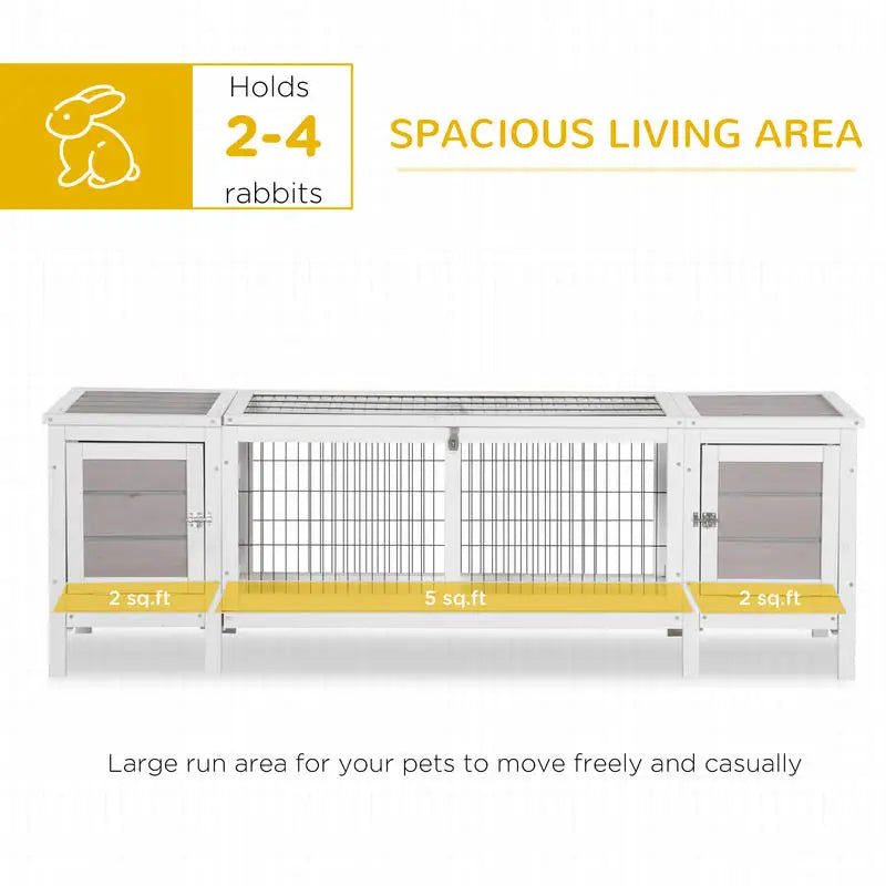 Rabbit Hutch And Guinea Pig House With Pull Out Tray And Divider Indoor