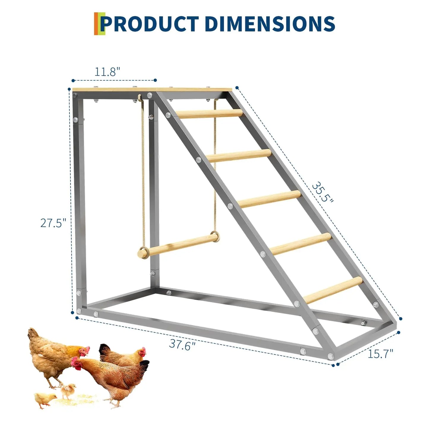 HiMISS Multi-Tier Galvanized Steel Chicken Roost With Wooden Perch For Coop