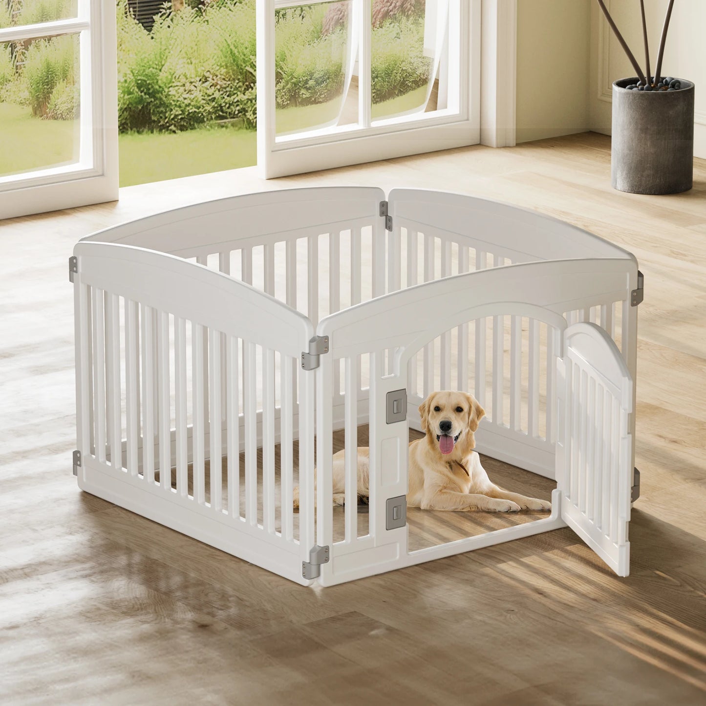 JHK Plastic Dog Playpen 6 Panel Expandable Portable Fence