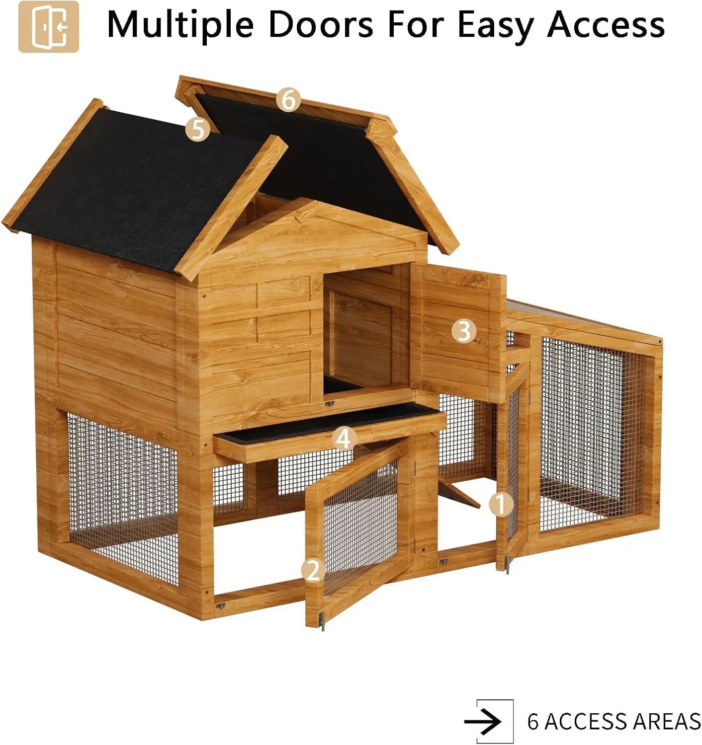 HiMISS Wooden Chicken Coop with Rabbit Run and Hen House