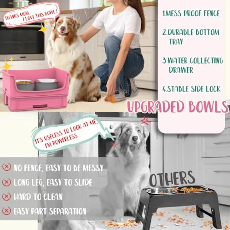 Mess Proof Dog Bowls No Spill Pet Feeder With 2 Stainless Steel Bowls For Dogs