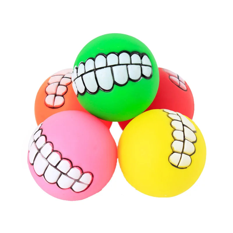 Rubber Dog Chew Toy Squeaky Ball Bite Resistant Training Toy