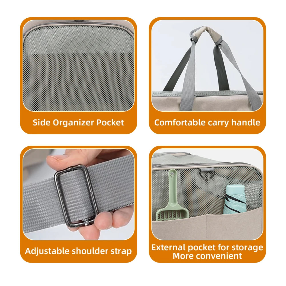 Cat Carrier With Wheels For Two Cats Travel Transport Box