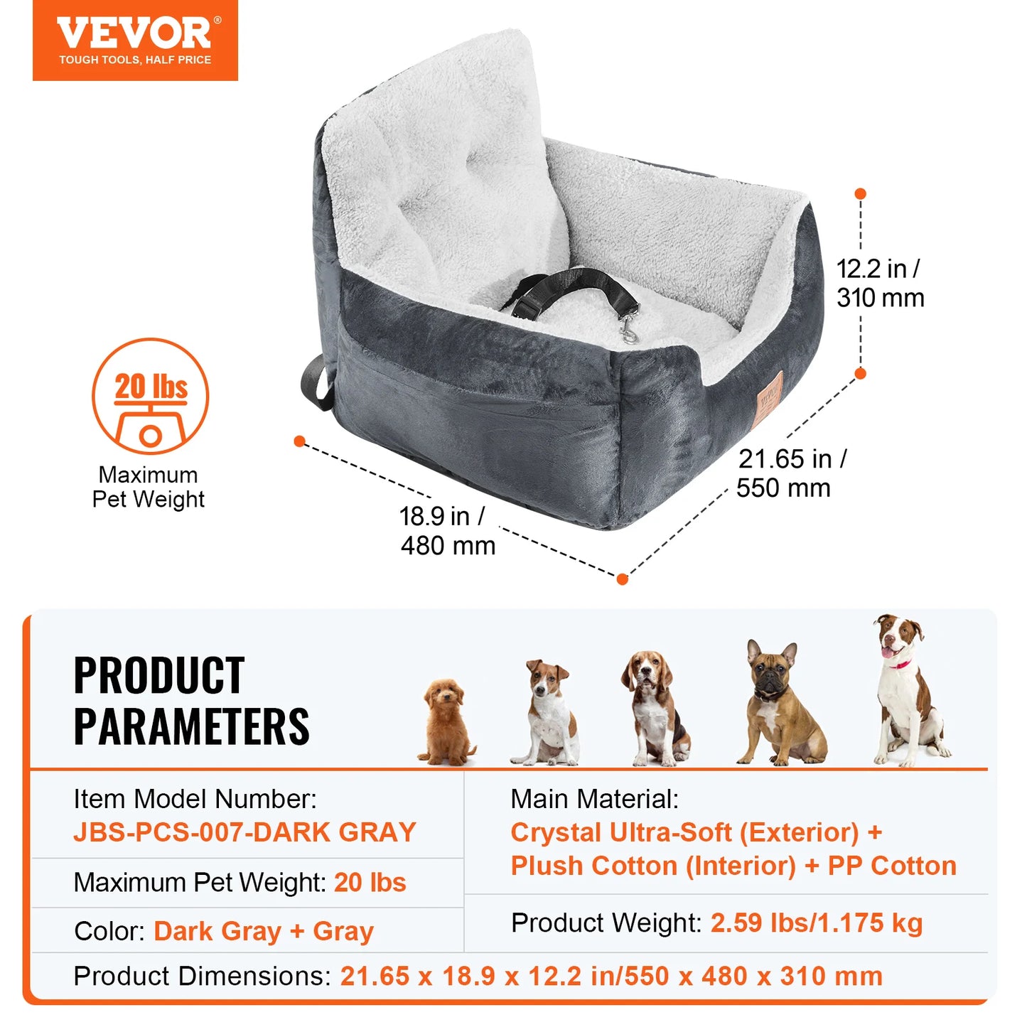SucceBuy Waterproof Dog Car Seat Booster With Clip On Leash
