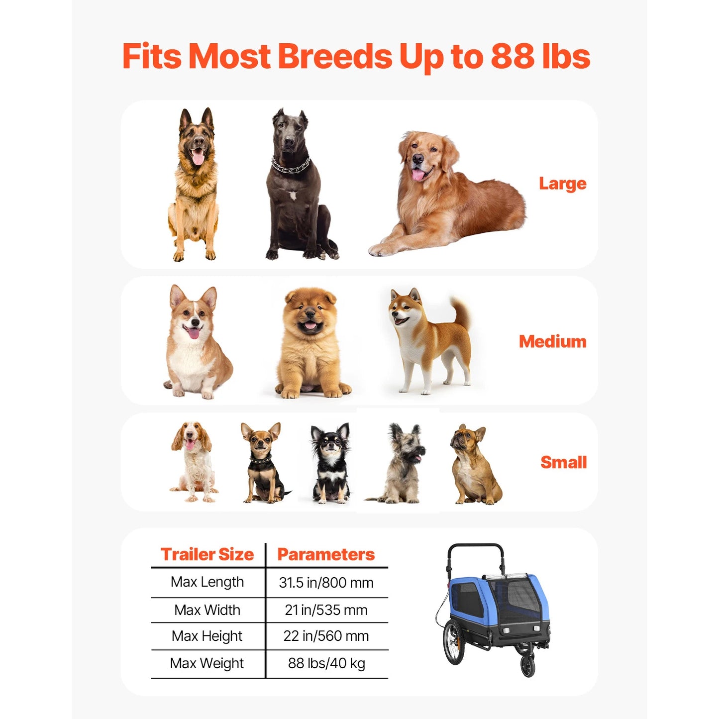 SucceBuy 2In1 Dog Bike Trailer Stroller Carrier For All Breeds