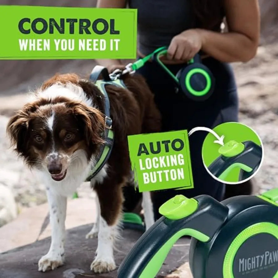 Retractable Dog Leash 16ft Heavy Duty Reflective Nylon Tape Lead