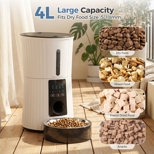 4L Automatic Cat Feeder With WiFi Timed Dispenser APP Control